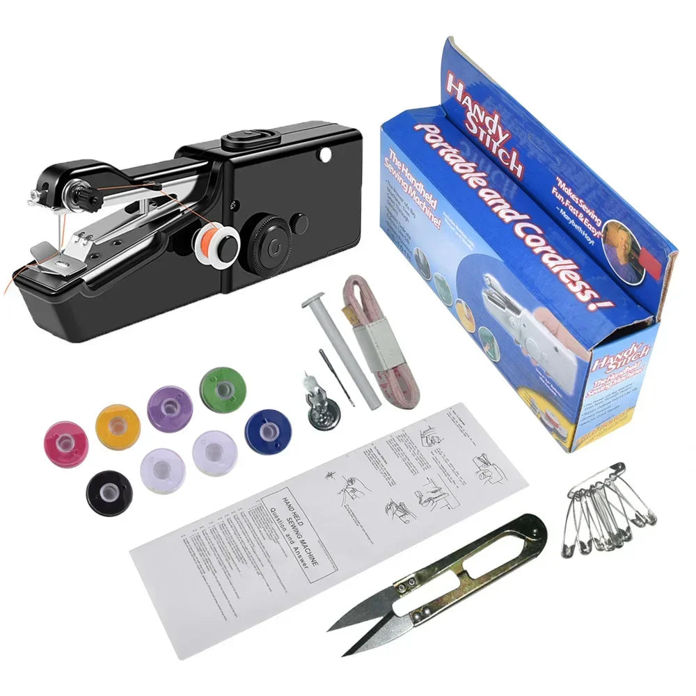 Household Portable Sewing Machine Repair Quick Stitch Sew Needlework Cordless Clothes Fabrics Mini Handheld Sewing Machine