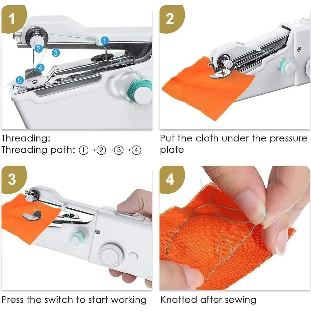 Household Portable Sewing Machine Repair Quick Stitch Sew Needlework Cordless Clothes Fabrics Mini Handheld Sewing Machine