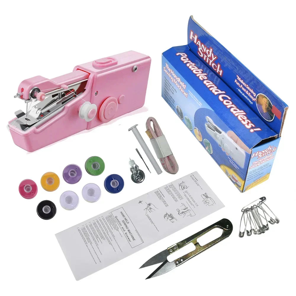 Household Portable Sewing Machine Repair Quick Stitch Sew Needlework Cordless Clothes Fabrics Mini Handheld Sewing Machine